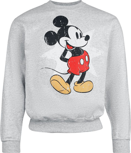 Sweat-shirt Disney de Mickey Mouse - Mickey Retro Star - S à XXL - pour Homme - gris chiné - Mickey Mouse
