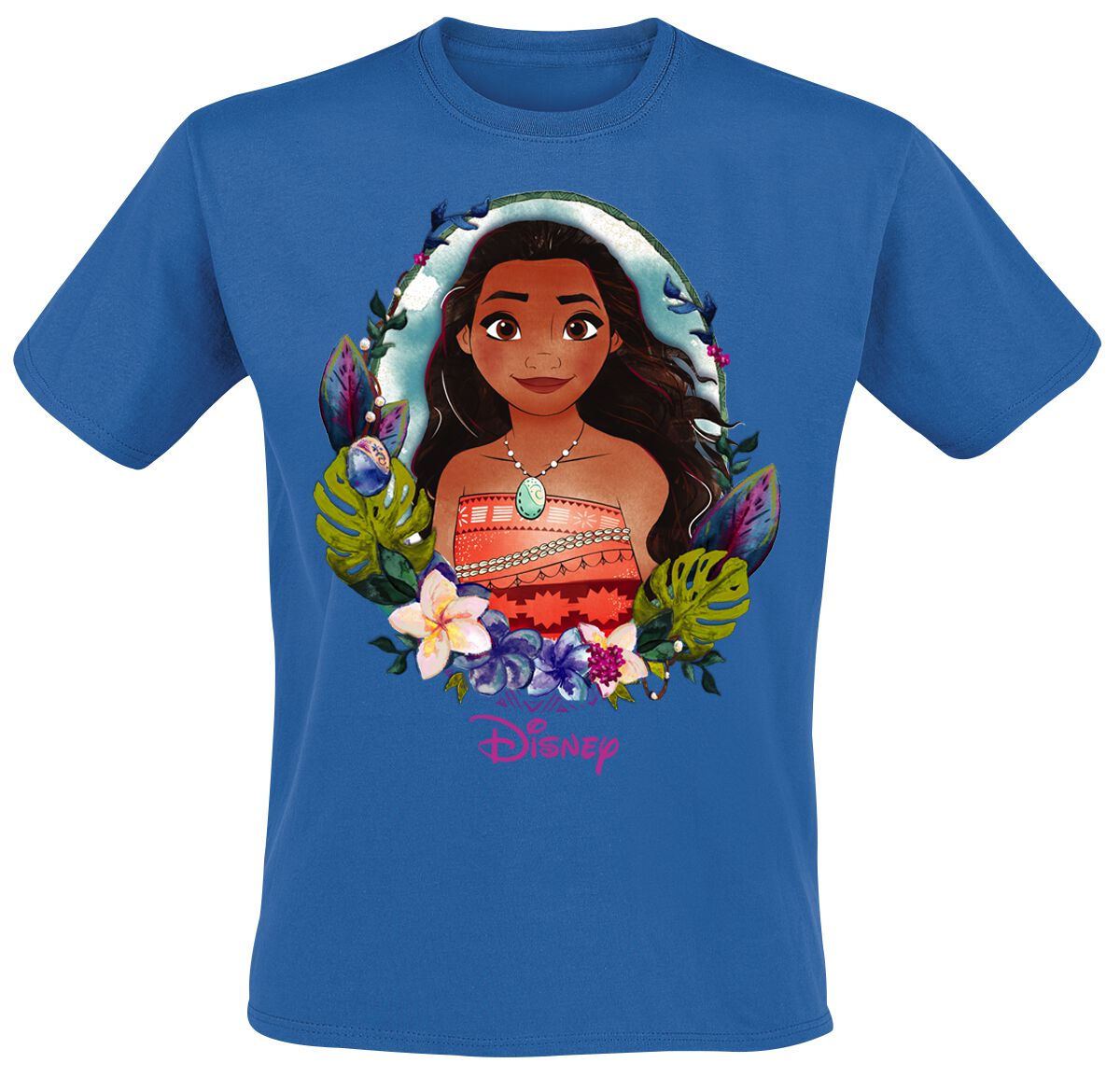 T-Shirt Manches courtes Disney de Vaiana - Vaiana - Portrait Floral - S à XXL - pour Femme - bleu roi - Vaiana