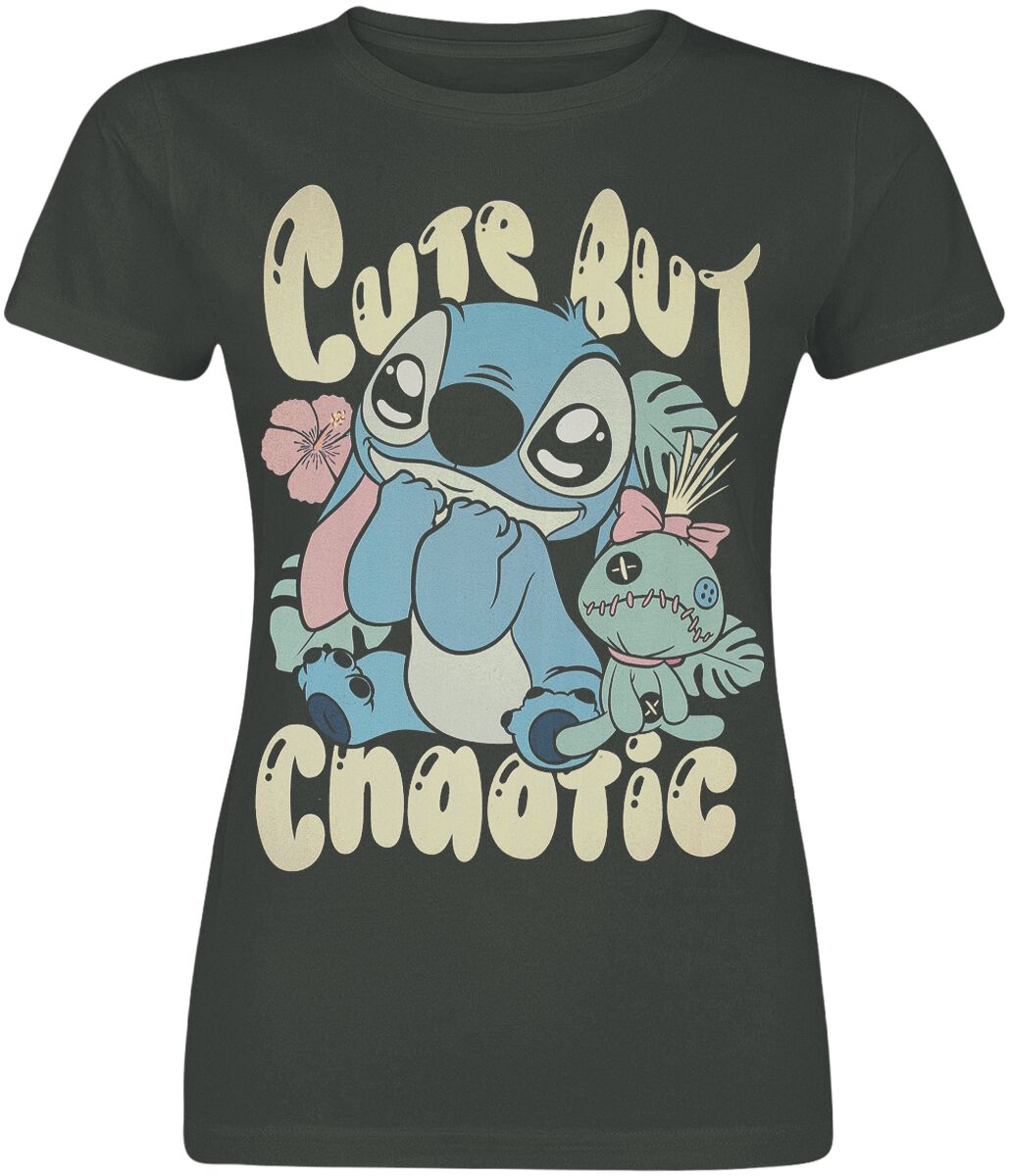 T-Shirt Manches courtes Disney de Lilo & Stitch - Stitch Cute But Chaotic - S à XXL - pour Femme - anthracite - Lilo & Stitch