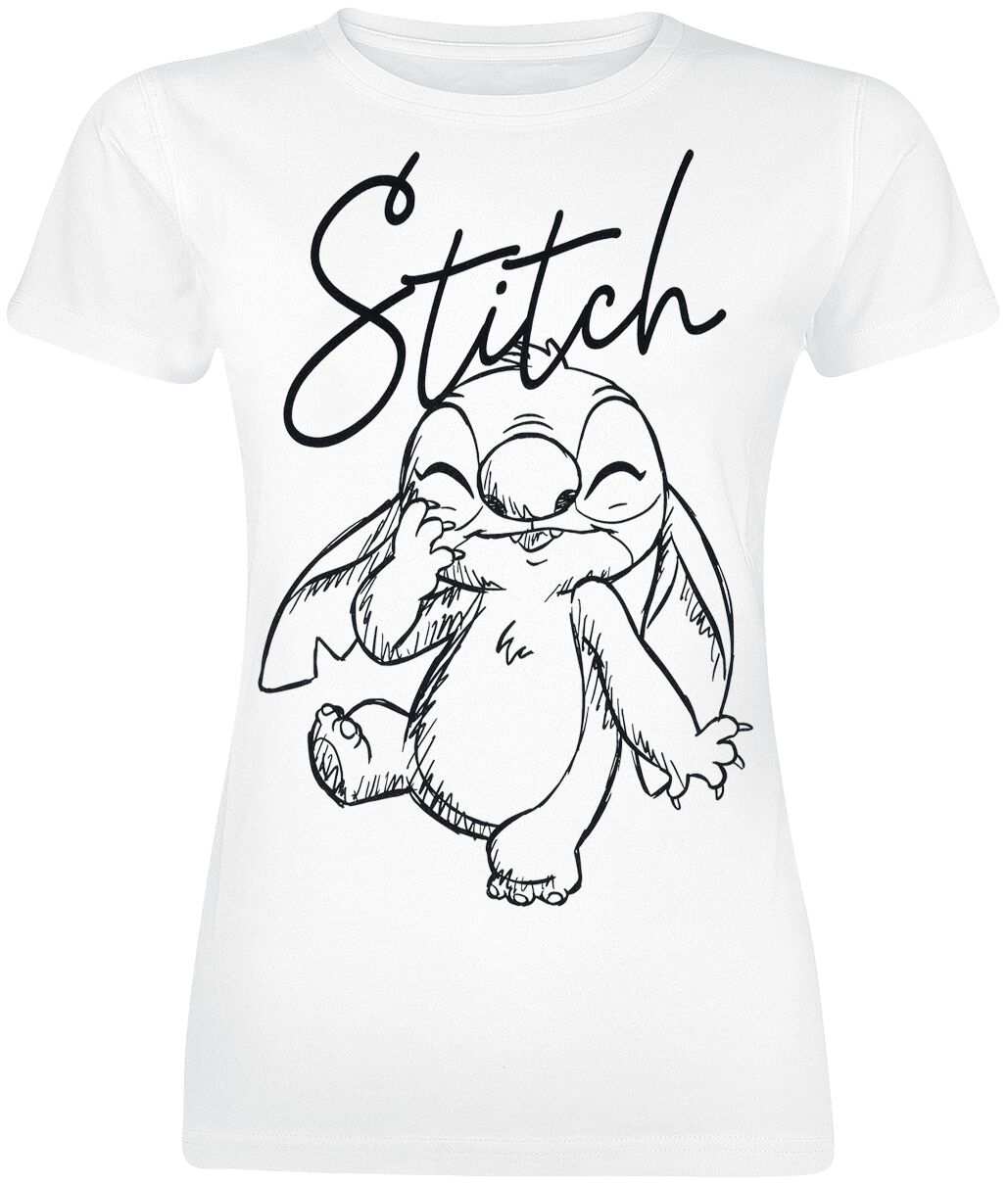 T-Shirt Manches courtes Disney de Lilo & Stitch - Stitch Sketchy Surprise - S à XXL - pour Femme - blanc - Lilo & Stitch