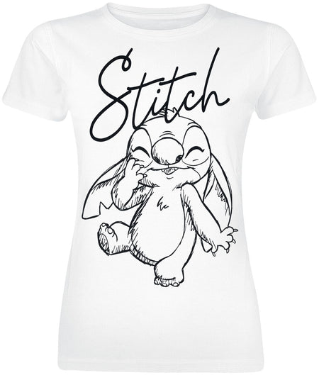 T-Shirt Manches courtes Disney de Lilo & Stitch - Stitch Sketchy Surprise - S à XXL - pour Femme - blanc - Lilo & Stitch
