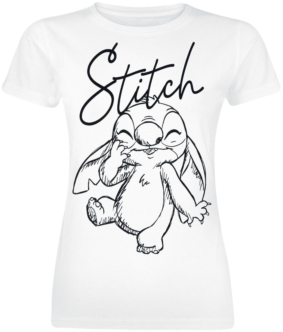 T-Shirt Manches courtes Disney de Lilo & Stitch - Stitch Sketchy Surprise - S à XXL - pour Femme - blanc - Lilo & Stitch