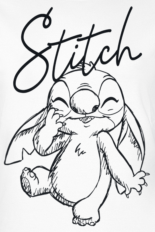 T-Shirt Manches courtes Disney de Lilo & Stitch - Stitch Sketchy Surprise - S à XXL - pour Femme - blanc - Lilo & Stitch - View 2