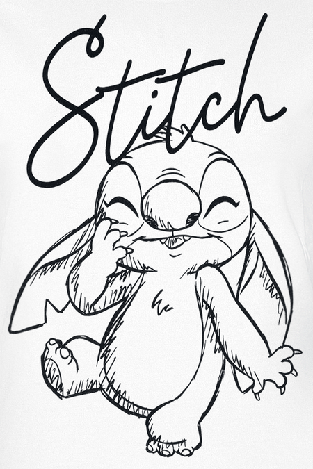 T-Shirt Manches courtes Disney de Lilo & Stitch - Stitch Sketchy Surprise - S à XXL - pour Femme - blanc - Lilo & Stitch - View 2