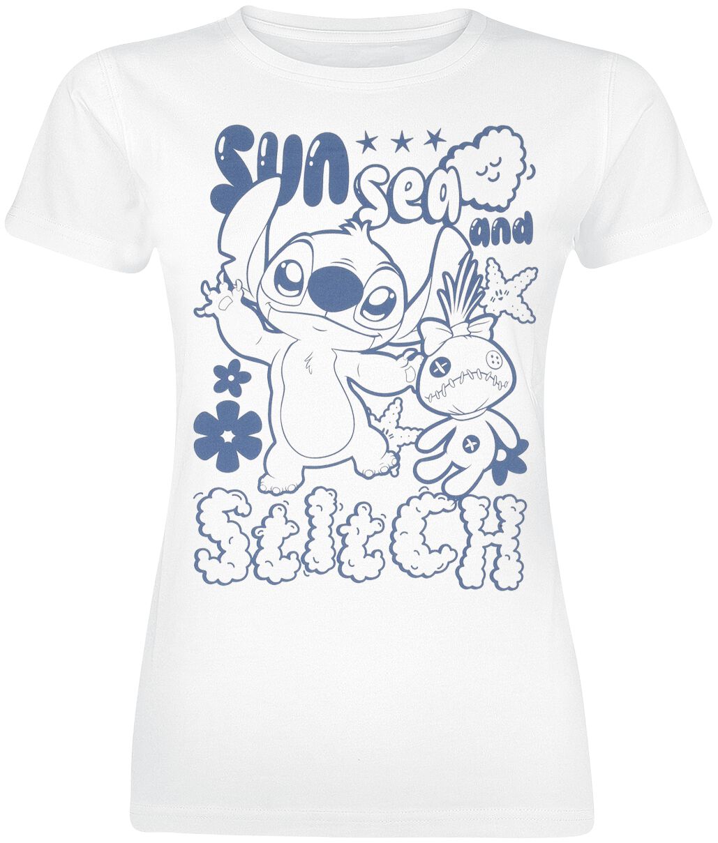 T-Shirt Manches courtes Disney de Lilo & Stitch - Sun Sea And Stitch - S à XXL - pour Femme - blanc - Lilo & Stitch