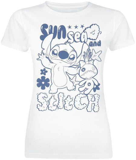T-Shirt Manches courtes Disney de Lilo & Stitch - Sun Sea And Stitch - S à XXL - pour Femme - blanc - Lilo & Stitch