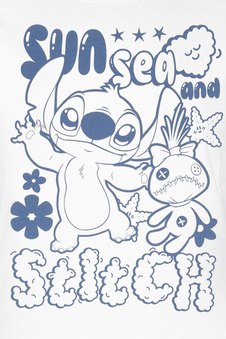 T-Shirt Manches courtes Disney de Lilo & Stitch - Sun Sea And Stitch - S à XXL - pour Femme - blanc - Lilo & Stitch - View 2