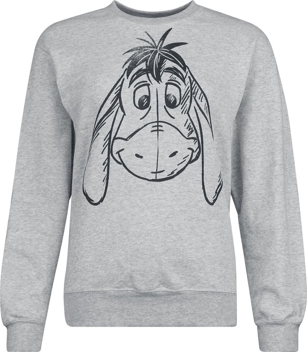 Sweat-shirt Disney de Winnie L'Ourson - Winnie l'Ourson - Bourriquet - Croquis Tête - S à M - pour Femme - gris chiné - Winnie L'Ourson