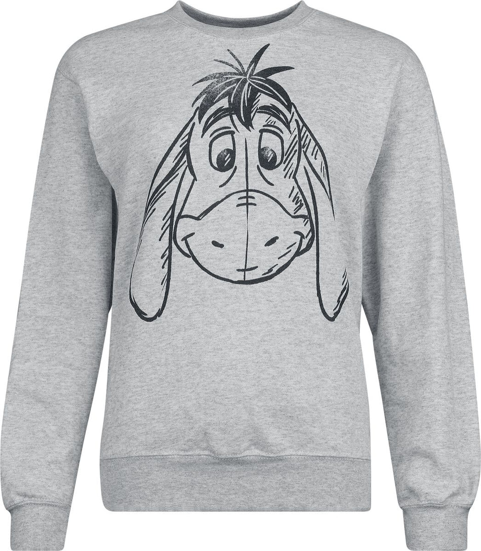 Sweat-shirt Disney de Winnie L'Ourson - Winnie l'Ourson - Bourriquet - Croquis Tête - S à M - pour Femme - gris chiné - Winnie L'Ourson