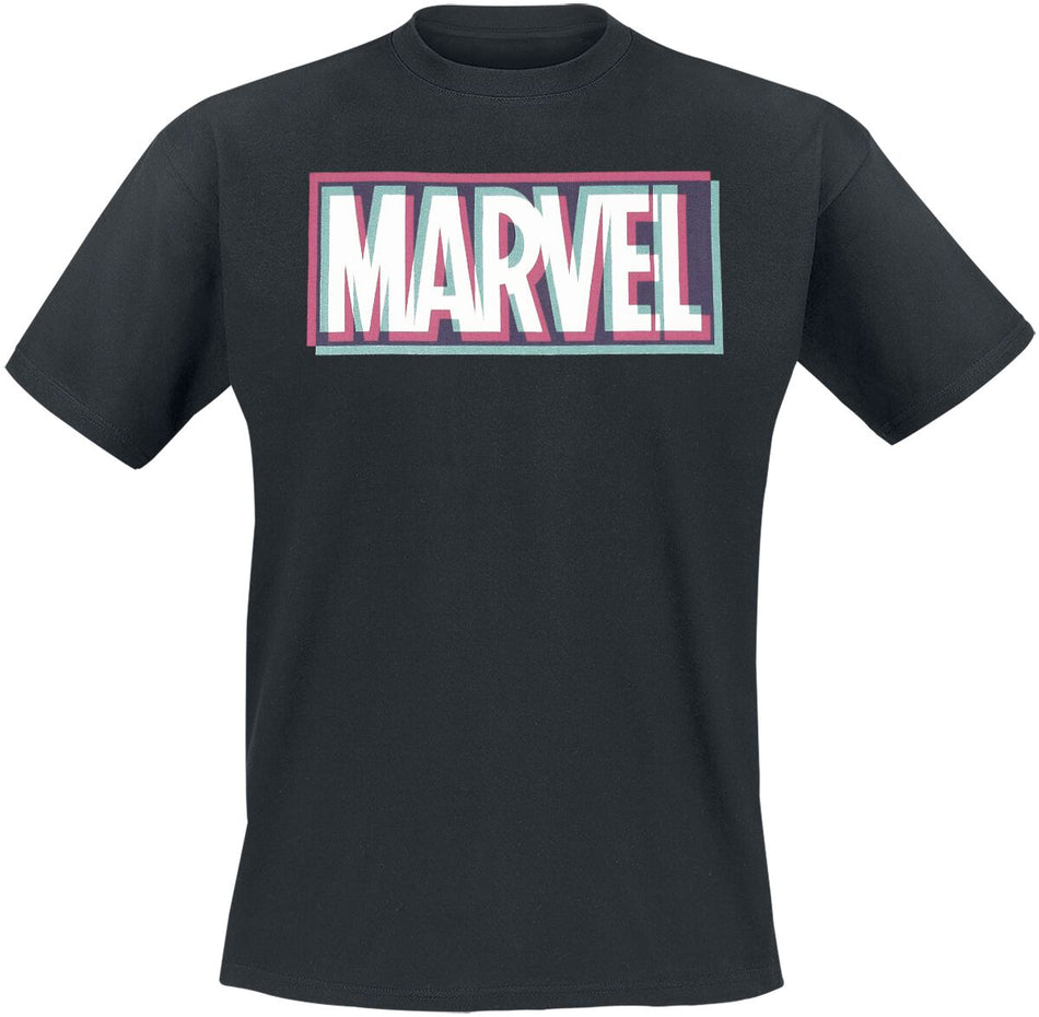 T-Shirt Manches courtes Disney de Marvel - Glitch Logo - S à XXL - pour Homme - noir - Marvel