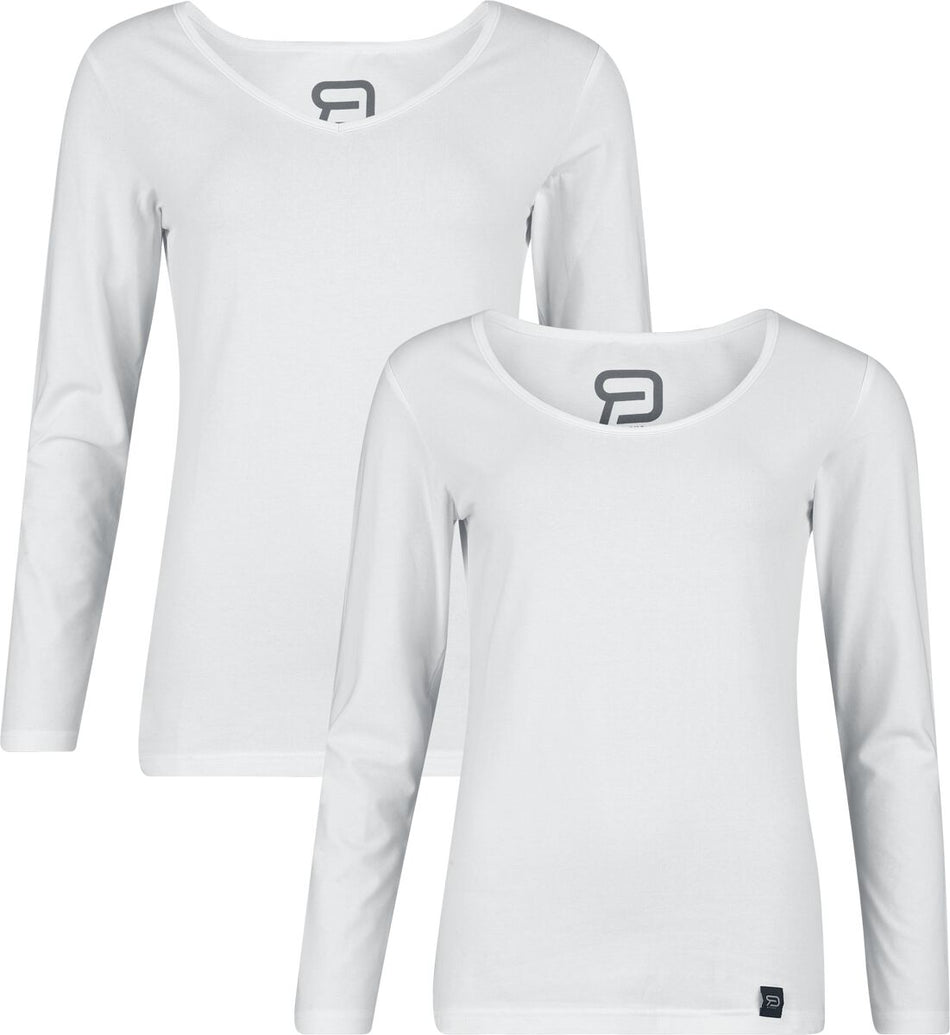 T-shirt manches longues  de RED by EMP - Haut Manches Longues (Lot de 2) - S à XXL - pour Femme - blanc - RED by EMP