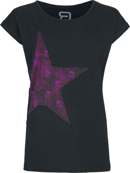 T-Shirt Manches courtes  de RED by EMP - T-Shirt Avec Étoile - S à XXL - pour Femme - noir - RED by EMP