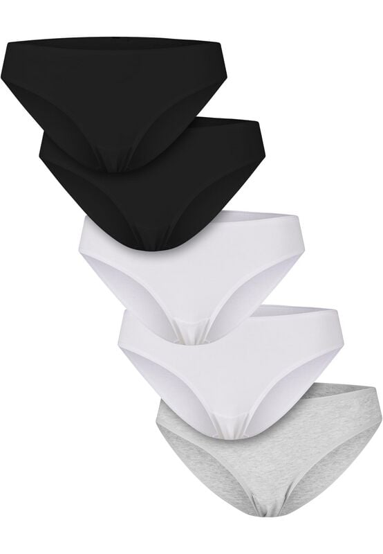 Sous-vêtement  de Urban Classics - Culottes Coton Basiques - Lot de 5 - S à XL - pour Femme - noir/blanc/gris clair - Urban Classics