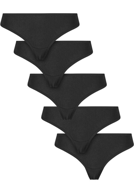 Sous-vêtement  de Urban Classics - Strings Coton basiques - Lot de 5 - S à XL - pour Femme - noir - Urban Classics