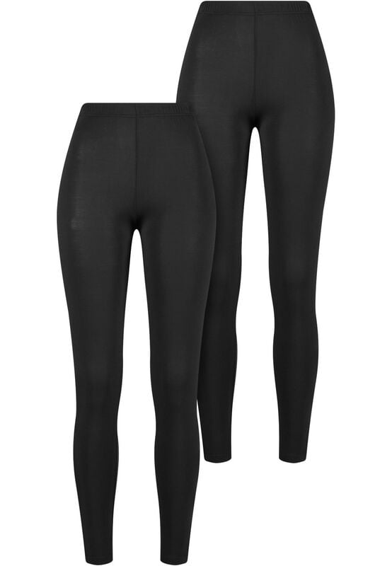 Legging  de Urban Classics - Leggings Bambou - Lot de 2 - XS à L - pour Femme - noir - Urban Classics
