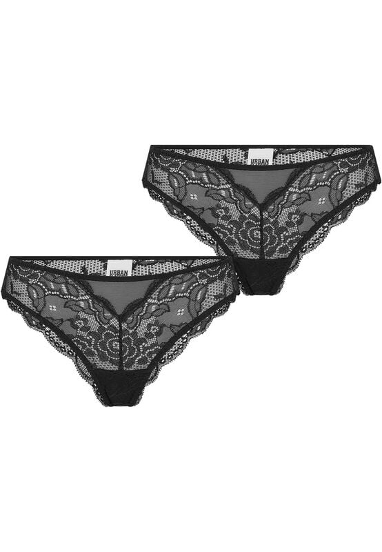 Sous-vêtement  de Urban Classics - Culottes Brésiliennes Dentelle - Lot de 2 - S à XL - pour Femme - noir - Urban Classics