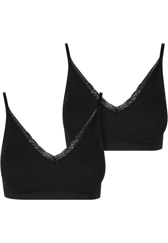 Brassière  de Urban Classics - Soutien-Gorge Rembourré Côtelé - Lot de 2 - S à XL - pour Femme - noir - Urban Classics