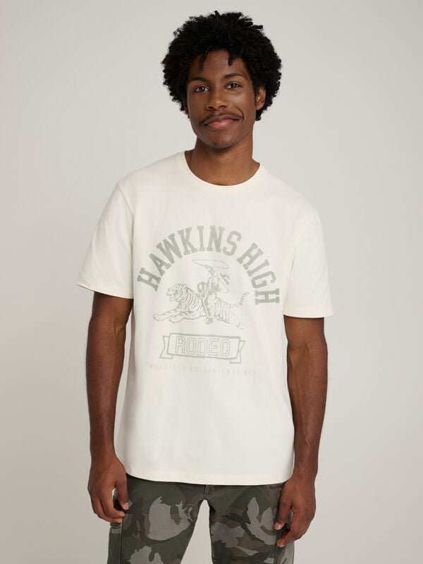 T-Shirt Manches courtes  de Wrangler - Stranger Things Hawkins High - T-shirt Marshmallow - M à XL - pour Homme - blanc - Wrangler
