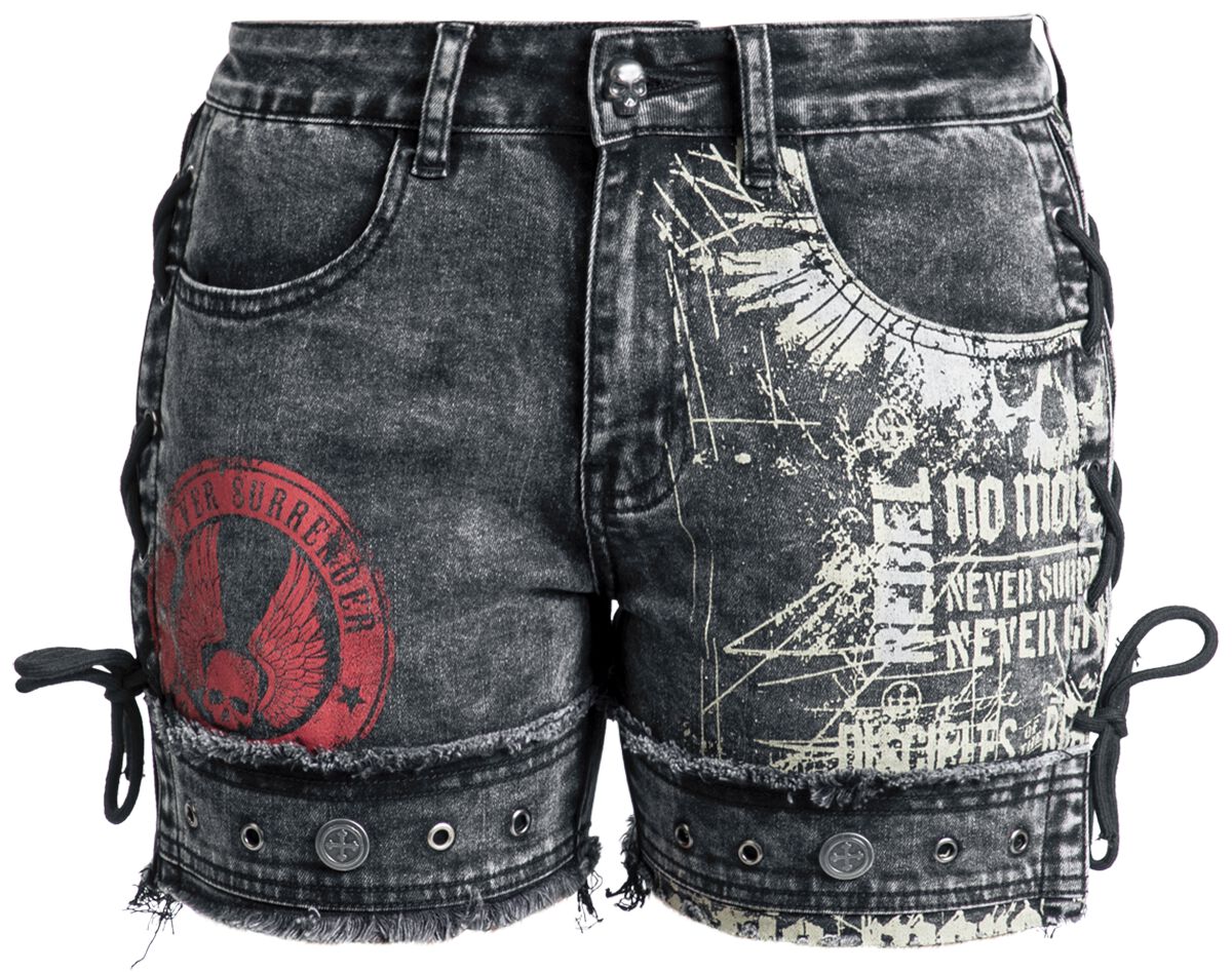 Short  de Rock Rebel by EMP - Short Imprimé - 27 à 34 - pour Femme - gris - Rock Rebel by EMP