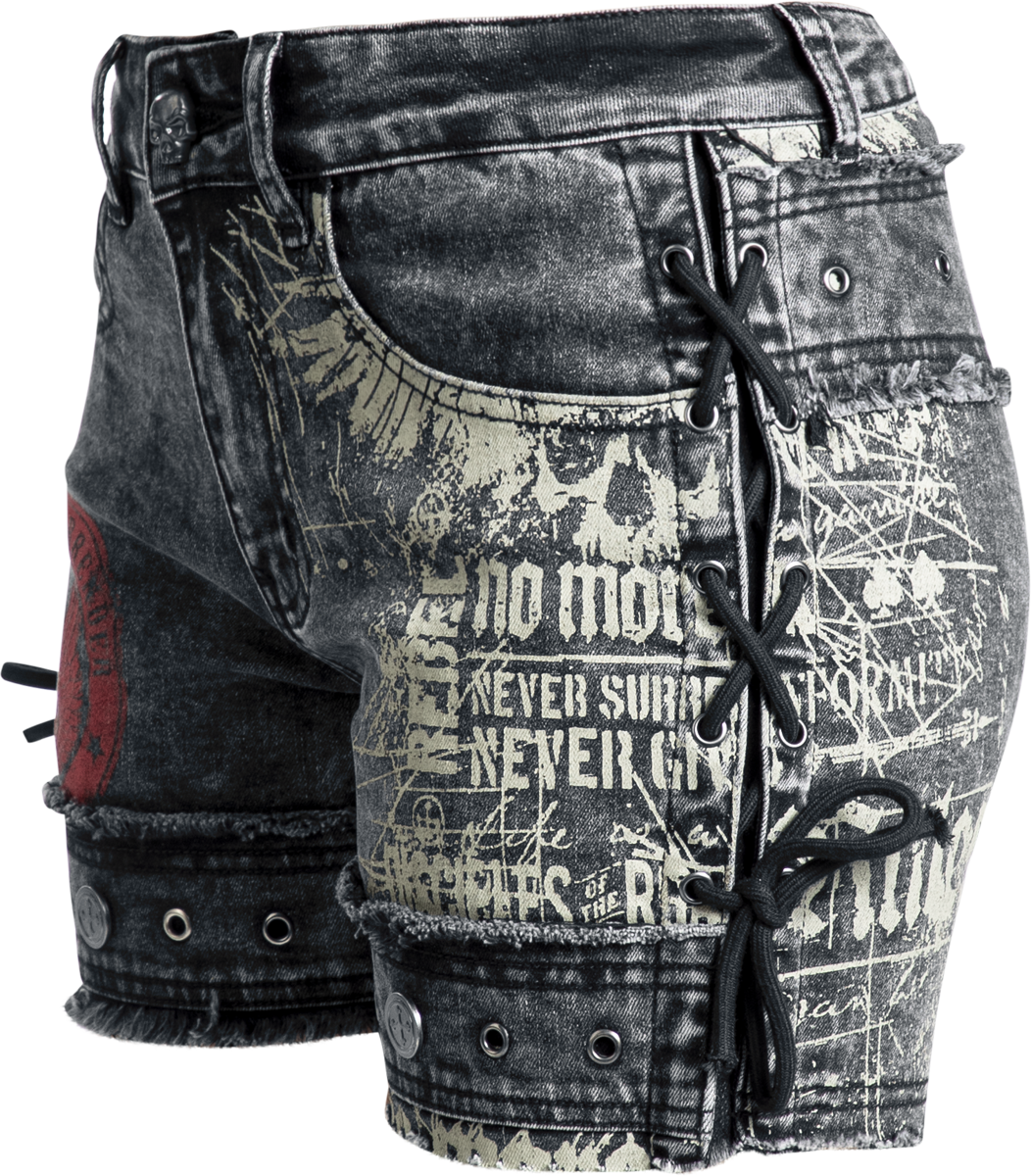 Short  de Rock Rebel by EMP - Short Imprimé - 27 à 34 - pour Femme - gris - Rock Rebel by EMP - View 2