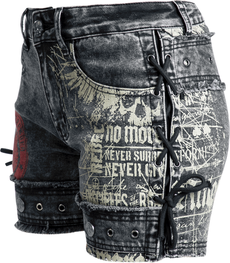 Short  de Rock Rebel by EMP - Short Imprimé - 27 à 34 - pour Femme - gris - Rock Rebel by EMP - View 2