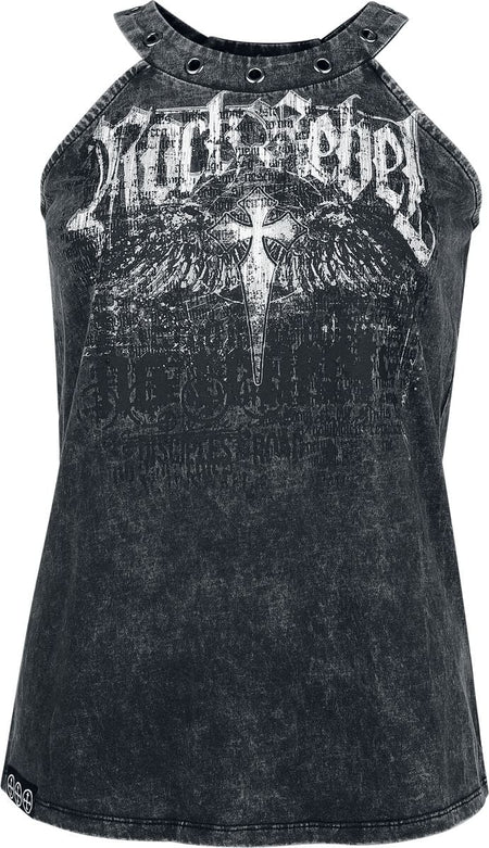 Top  de Rock Rebel by EMP - Haut avec imprimé Rock Rebel - S à XXL - pour Femme - gris - Rock Rebel by EMP