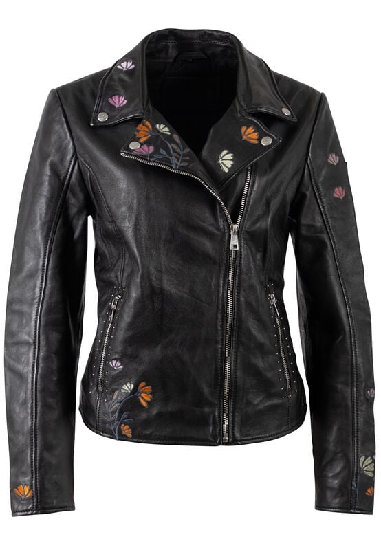 Veste en cuir  de Mauritius - MWFloral - S à XL - pour Femme - noir - Mauritius