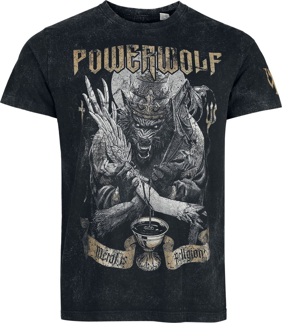 T-Shirt Manches courtes  de Powerwolf - Wolf vs Angel - S à XL - pour Homme - gris foncé - Powerwolf