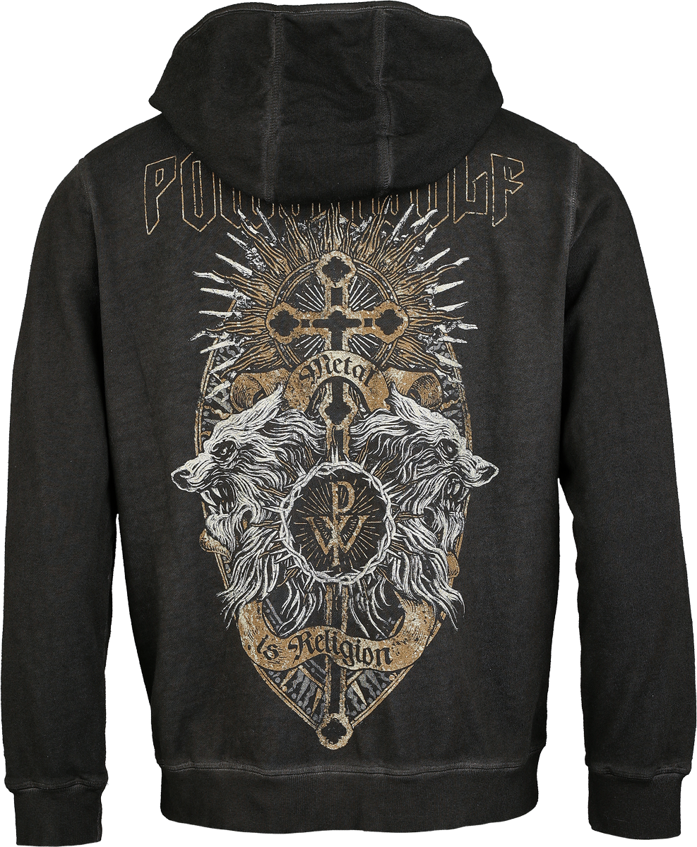 Sweat-shirt zippé à capuche  de Powerwolf - Crest Wolves - S à XXL - pour Homme - gris foncé - Powerwolf - View 2