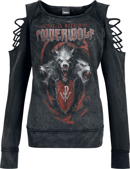 Sweat-shirt  de Powerwolf - Triple Wolves - S à XL - pour Femme - gris foncé - Powerwolf