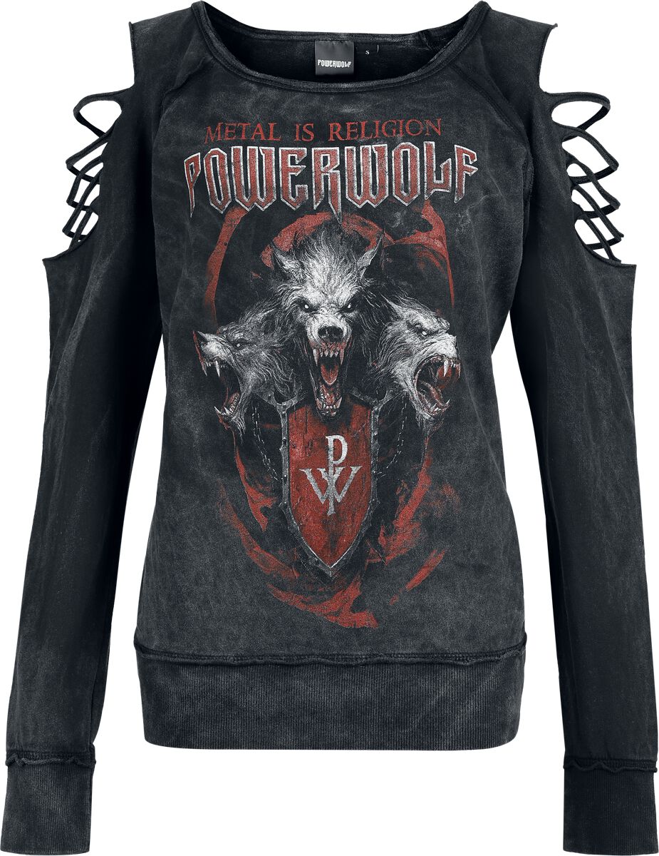 Sweat-shirt  de Powerwolf - Triple Wolves - S à XL - pour Femme - gris foncé - Powerwolf