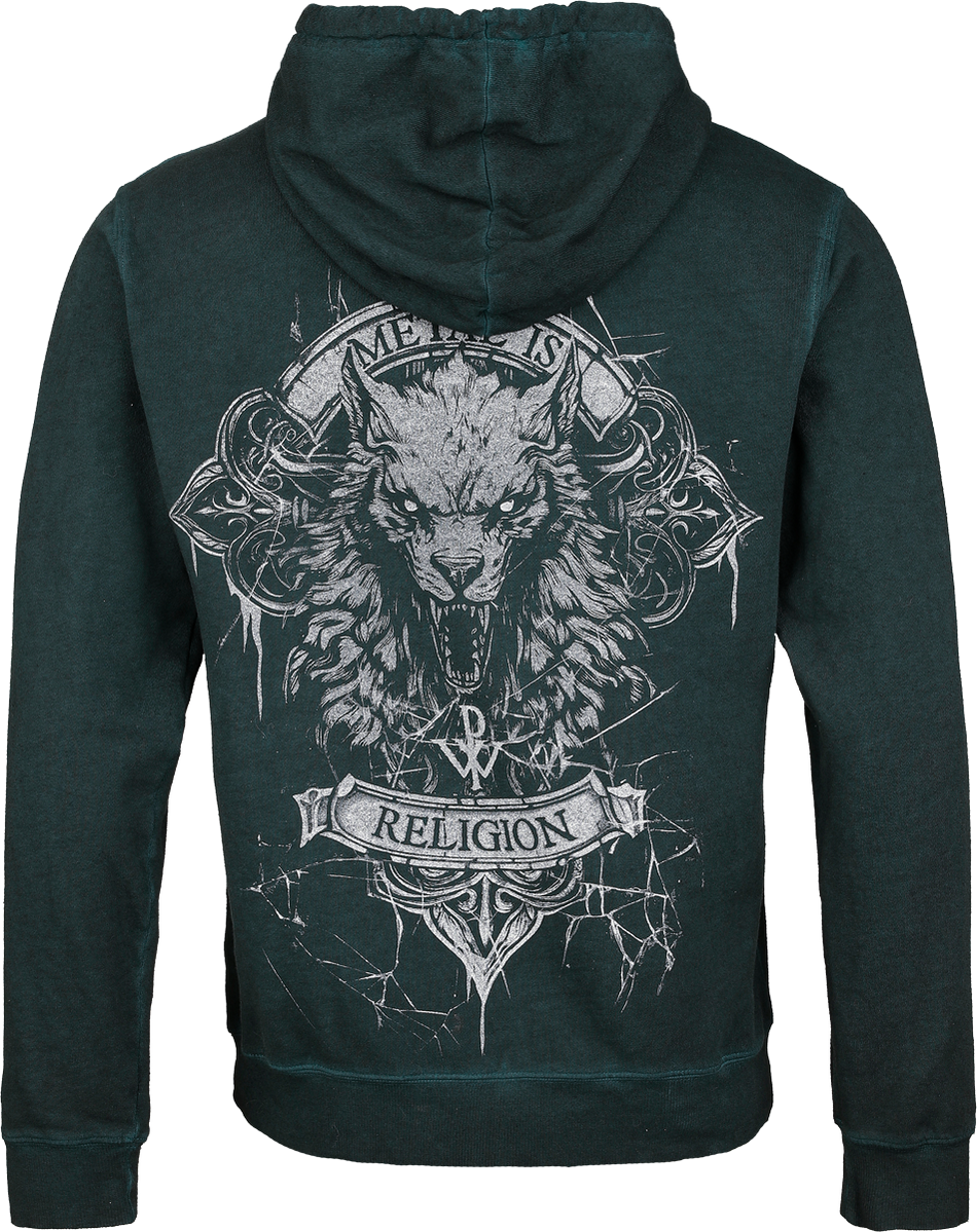 Sweat-shirt à capuche  de Powerwolf - Wolfhead - S à XXL - pour Femme - pétrole - Powerwolf - View 2