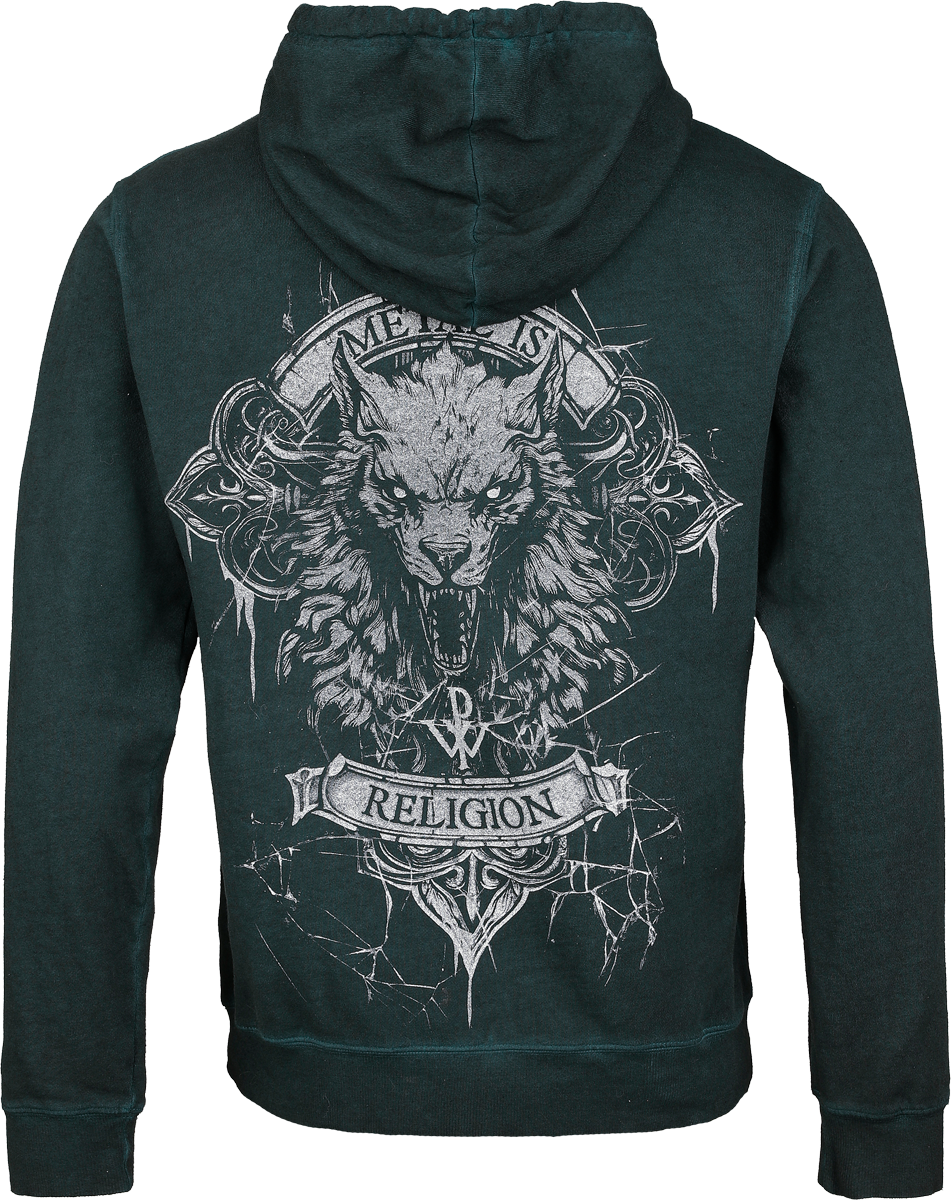 Sweat-shirt à capuche  de Powerwolf - Wolfhead - S à M - pour Femme - pétrole - Powerwolf - View 2