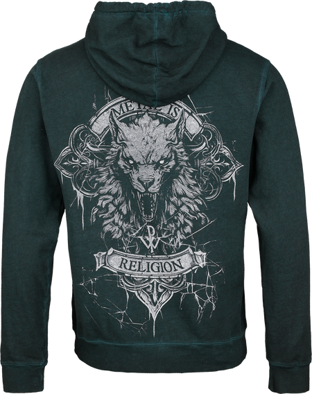 Sweat-shirt à capuche  de Powerwolf - Wolfhead - S à M - pour Femme - pétrole - Powerwolf - View 2