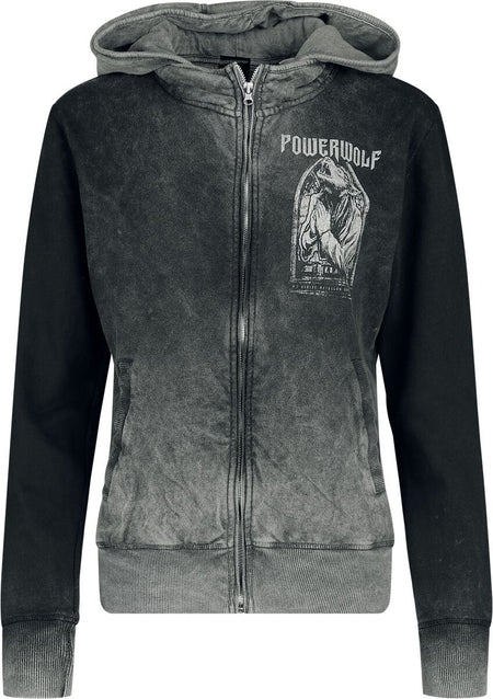 Sweat-shirt zippé à capuche  de Powerwolf - Lupus dei - S à XXL - pour Femme - gris - Powerwolf