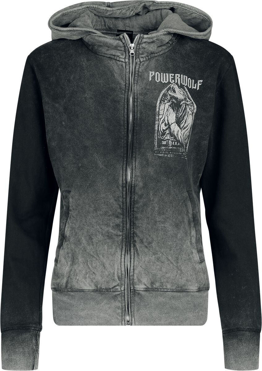 Sweat-shirt zippé à capuche  de Powerwolf - Lupus dei - S à XXL - pour Femme - gris - Powerwolf