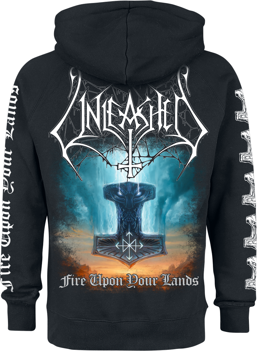 Sweat-shirt zippé à capuche  de Unleashed - Fire Upon Your Lands - S à XXL - pour Homme - noir - Unleashed - View 2