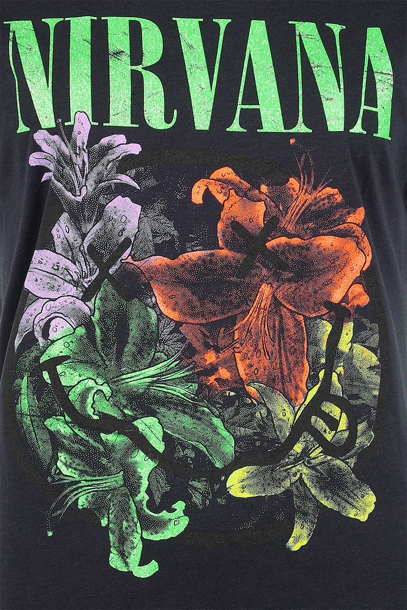 T-Shirt Manches courtes  de Nirvana - Flowers Smiley Cyrstals - S - pour Femme - marine - Nirvana - View 2