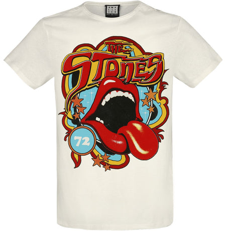 T-Shirt Manches courtes  de The Rolling Stones - Amplified Collection - Vintage Tongue 77 - XS à 3XL - pour Homme - blanc cassé - The Rolling Stones