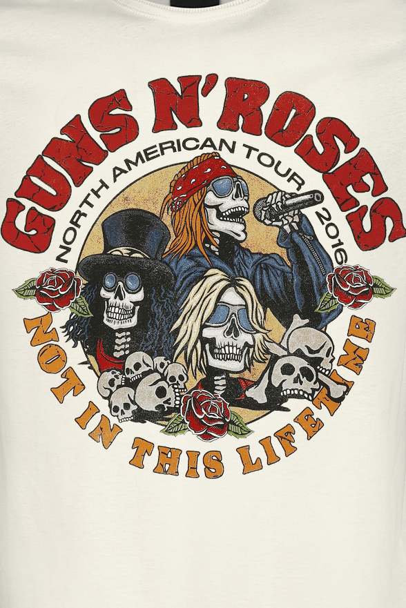 T-Shirt Manches courtes  de Guns N' Roses - Amplified Collection - North American Tour - XS à 3XL - pour Homme - blanc cassé - Guns N' Roses - View 2