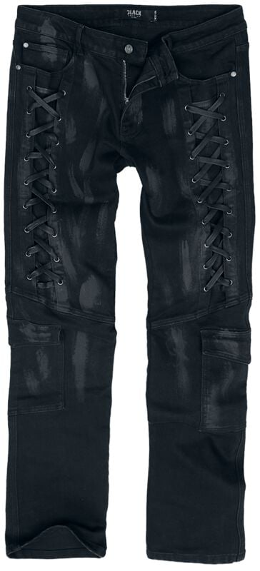 Jean  de Black Premium by EMP - Essential - Cargo Slim avec Laçages - W30L32 à W34L34 - pour Homme - noir - Black Premium by EMP