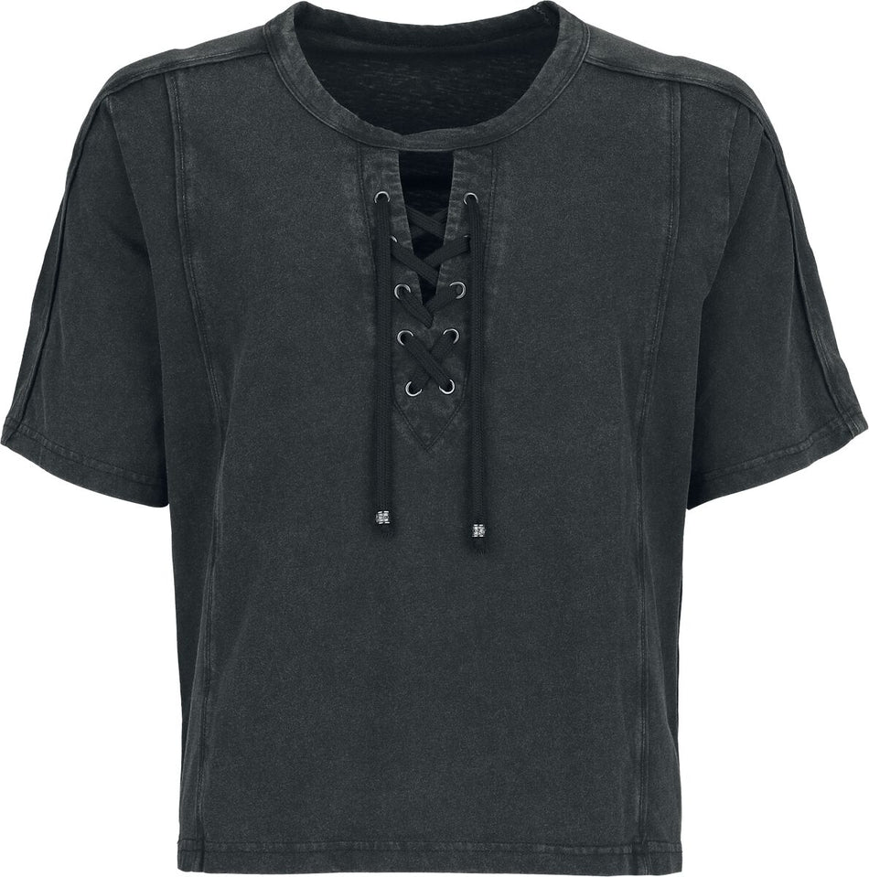 T-Shirt Manches courtes  de Black Premium by EMP - Essential - T-Shirt Lacé - S à XXL - pour Femme - noir - Black Premium by EMP