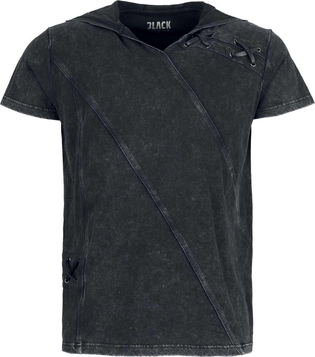 T-Shirt Manches courtes  de Black Premium by EMP - Essential - T-Shirt à Capuche avec Laçage - S à XXL - pour Homme - noir - Black Premium by EMP