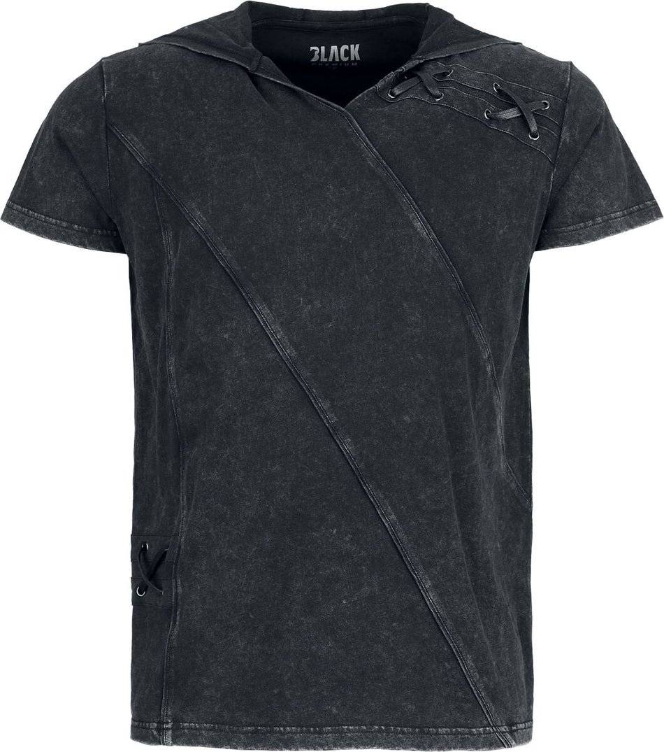 T-Shirt Manches courtes  de Black Premium by EMP - Essential - T-Shirt à Capuche avec Laçage - S à XXL - pour Homme - noir - Black Premium by EMP