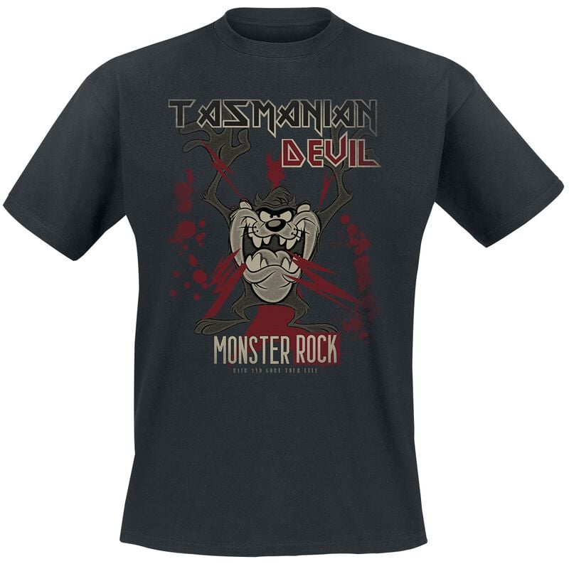T-Shirt Manches courtes  de Looney Tunes - Tasmanian Devil Monster Rock - S à M - pour Homme - noir - Looney Tunes