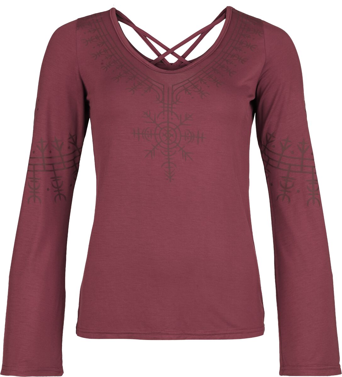 T-shirt manches longues  de Black Premium by EMP - Pagan Roots - Haut Manches Longues Évasées - S à XXL - pour Femme - rouge foncé - Black Premium by EMP