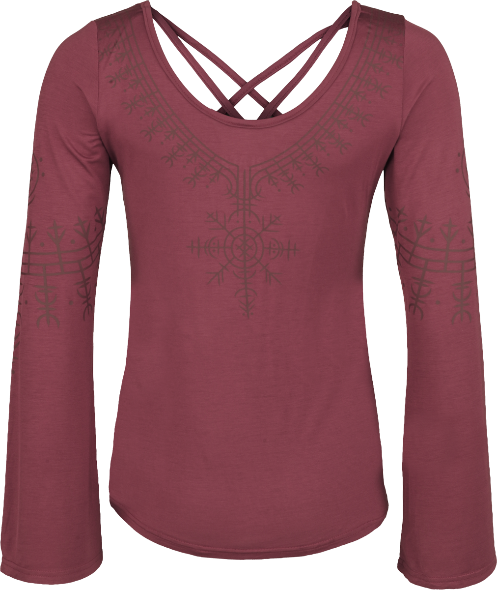 T-shirt manches longues  de Black Premium by EMP - Pagan Roots - Haut Manches Longues Évasées - S à XXL - pour Femme - rouge foncé - Black Premium by EMP - View 2