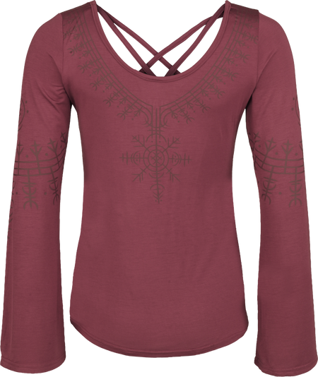 T-shirt manches longues  de Black Premium by EMP - Pagan Roots - Haut Manches Longues Évasées - S à XXL - pour Femme - rouge foncé - Black Premium by EMP - View 2