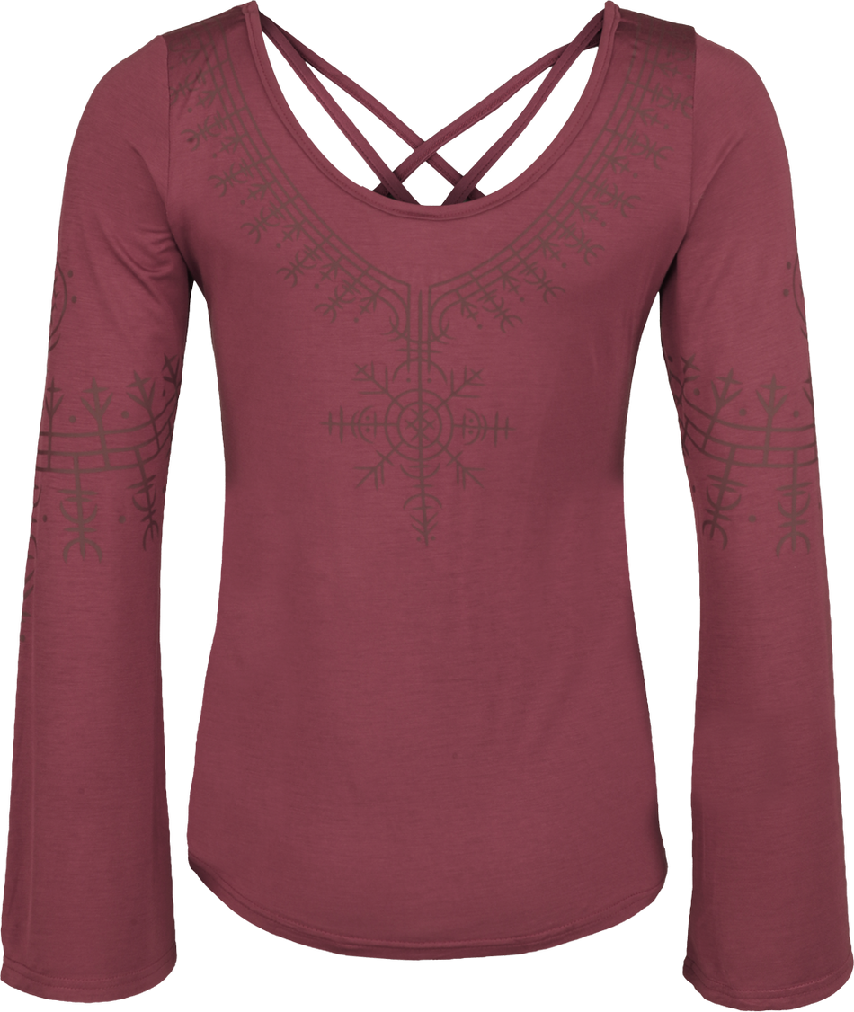 T-shirt manches longues  de Black Premium by EMP - Pagan Roots - Haut Manches Longues Évasées - S à XXL - pour Femme - rouge foncé - Black Premium by EMP - View 2