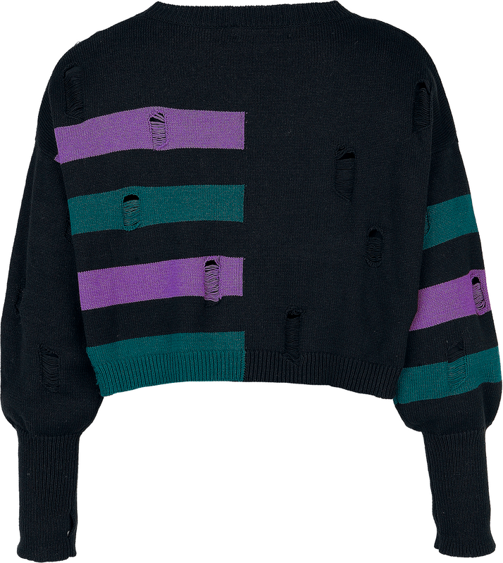 Pull tricoté  de Full Volume by EMP - Cute Morbid - Sweat Court avec Effet Usé - S à XXL - pour Femme - noir - Full Volume by EMP - View 2